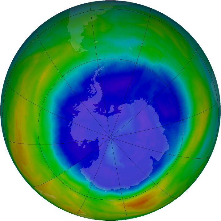 Antarctic ozone map for 12 September 1992